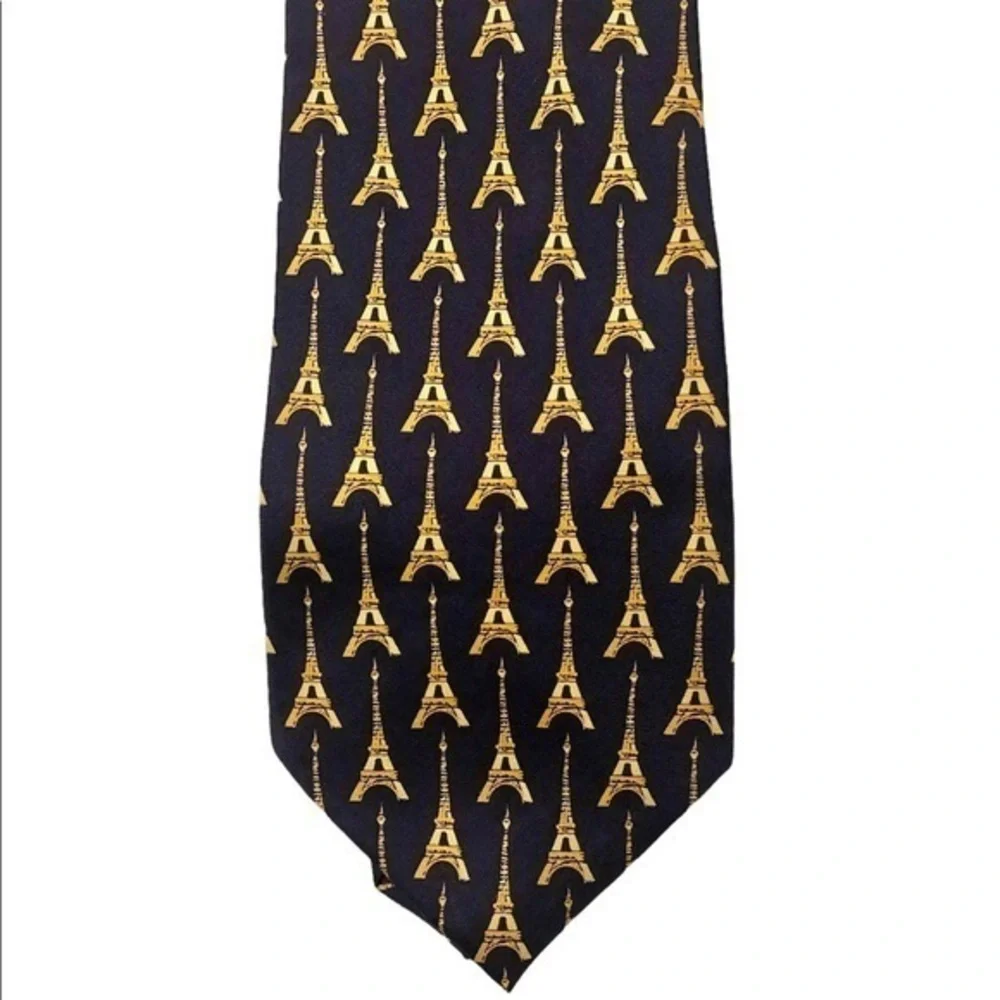 Eiffel Tower tie, blue & gold, conversation piece!